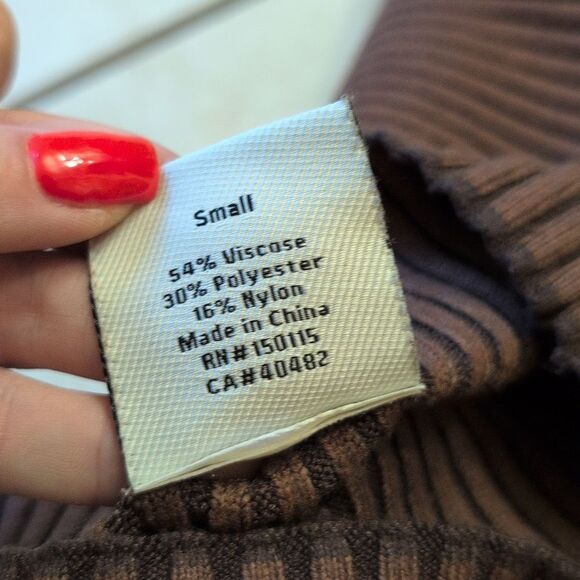 Varley Emile Rib Knit Pullover Top Rawhine Brown Stretchy Soft Material Size S - Picture 5 of 10